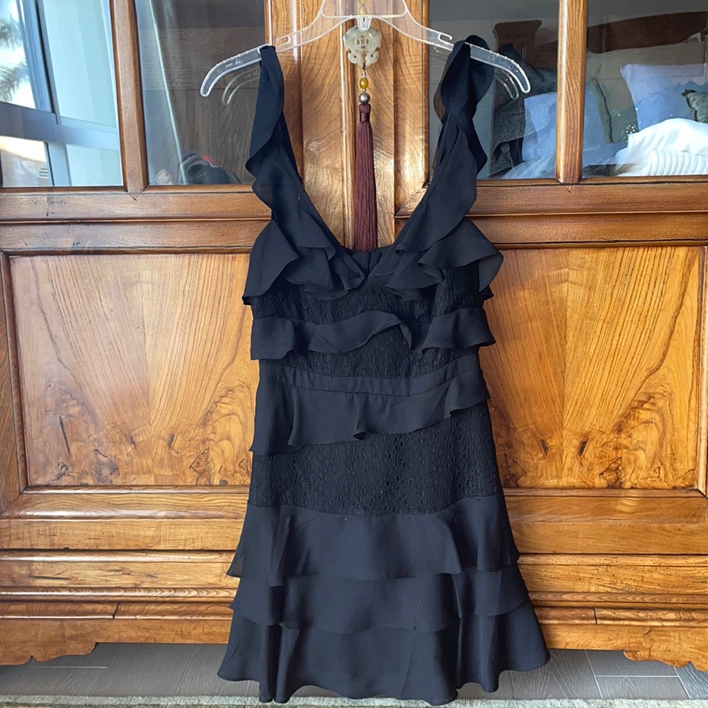 Black Bardot Ruffle Dress